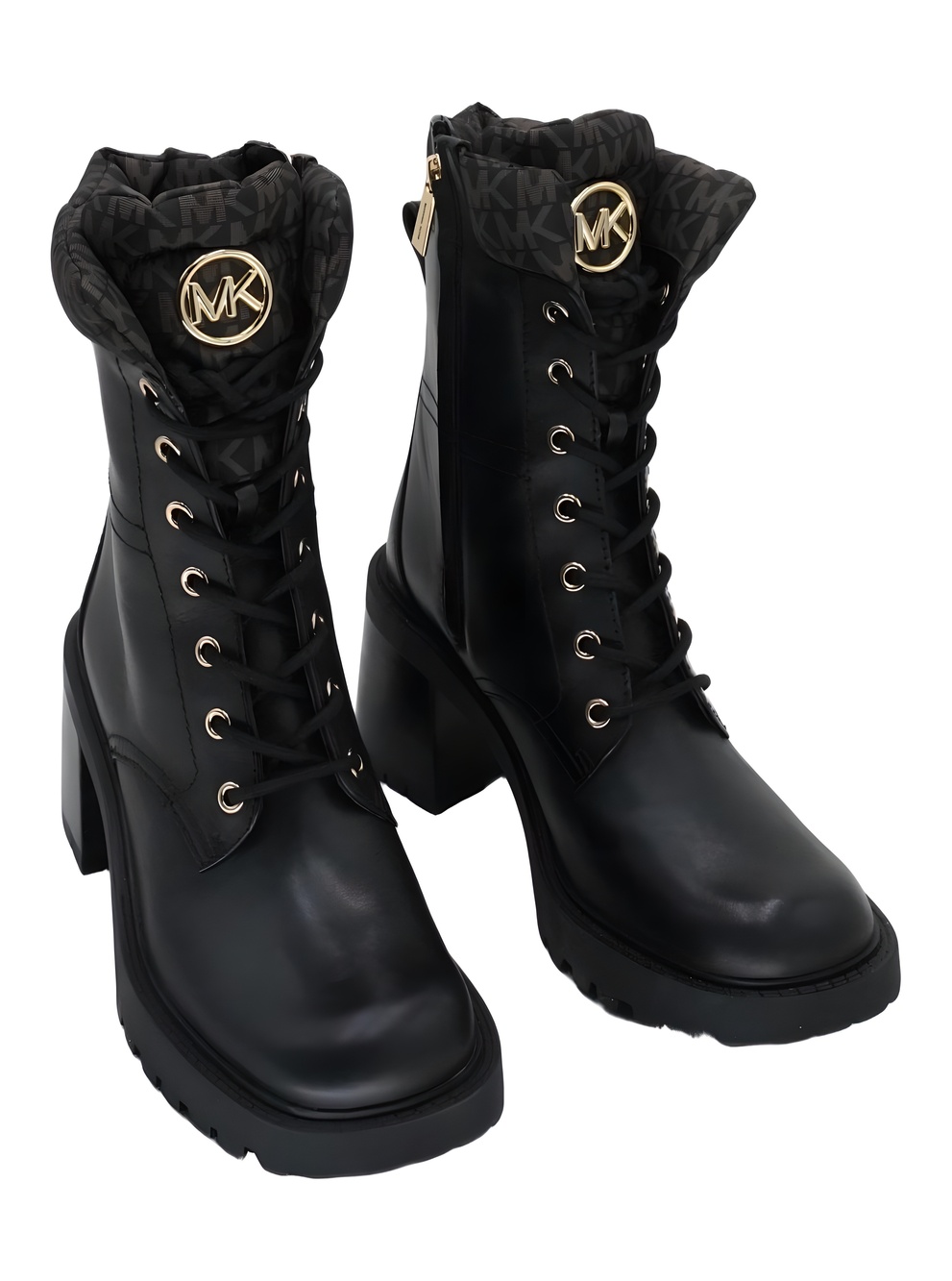 Michael Kors Womens Cade Brown Black Leather 2.5" Block Heel Boots Size 7.5M